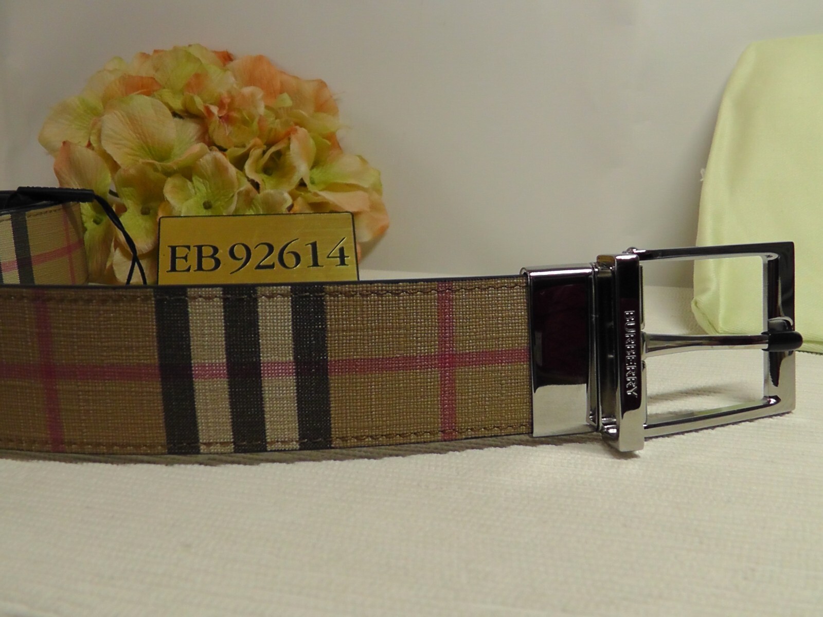 Pre-owned Burberry Archive Beige / Black Vintage Check E-canvas Reversible Belt Size 105cm