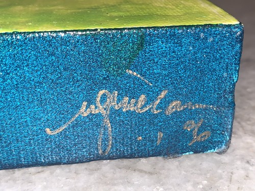 Original TRiO Modern ‘Lima Liasion’ Signed Abstract Canvas 16”Sq MJ Villanueva