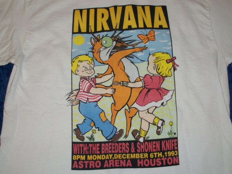 NIRVANA KOZIK Houston 1993 Breeders Shonen Knife T-SHIRT Cobain Melvins Sub Pop
