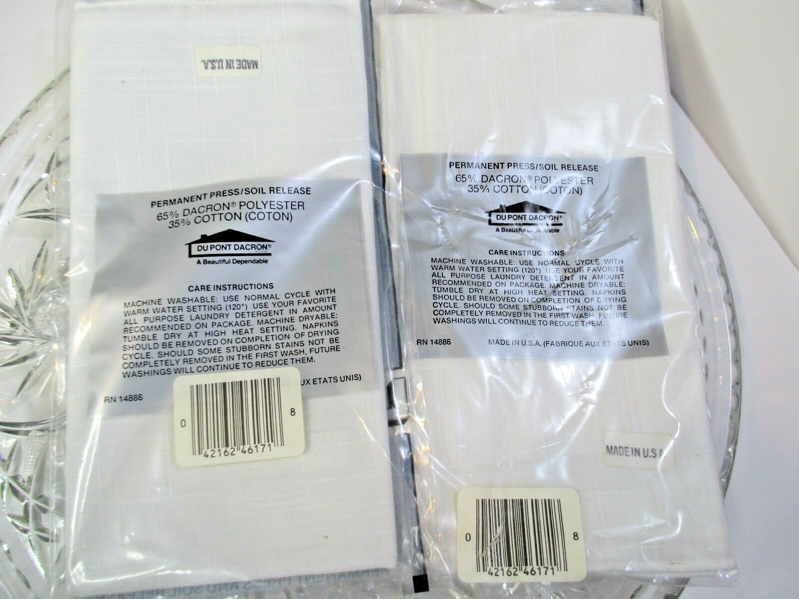 Linen Weave Napkins Vintage White 17 X 17 Lot of 4 NOS USA Original package #M1