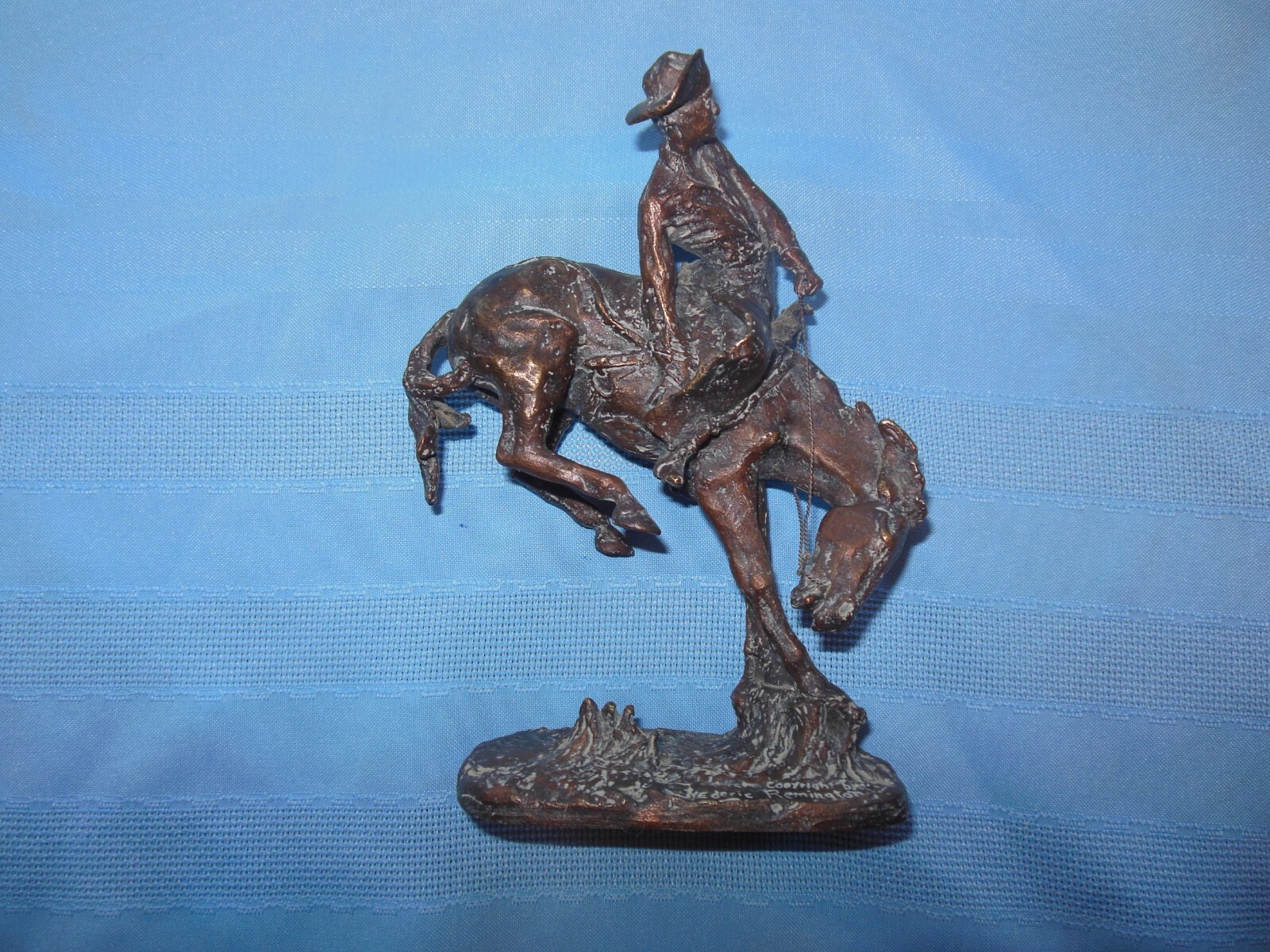 VINTAGE FREDERIC REMINGTON BRONZE STATUE SCULPTURE FRANKLIN MINT "THE