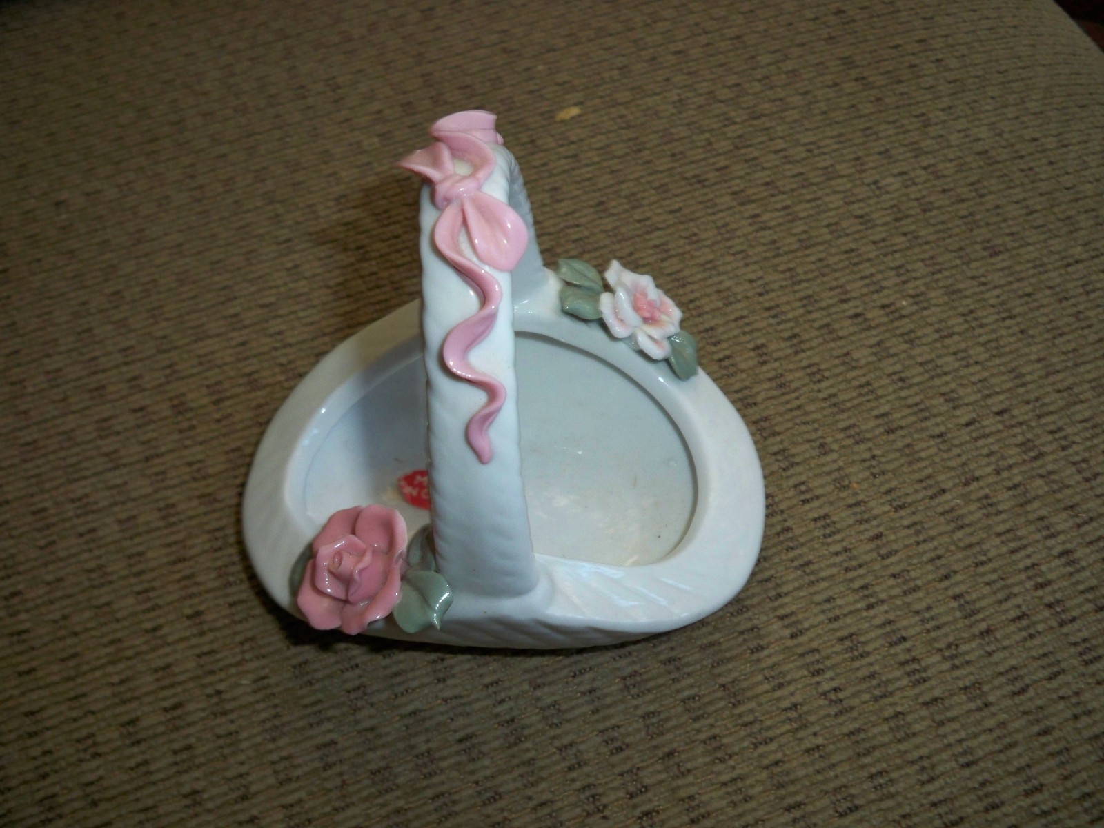 vintage porcelain Basket with raised roses made in China