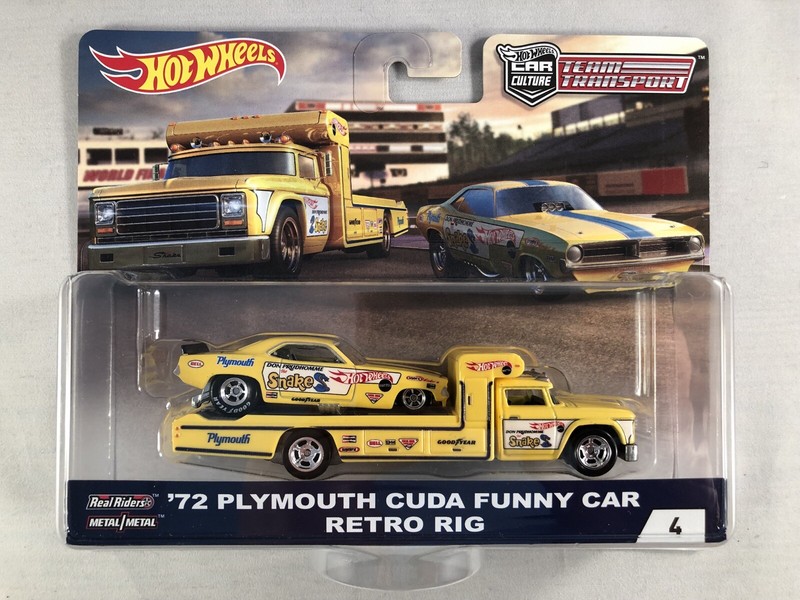 hot wheels 72 plymouth cuda funny car retro rig