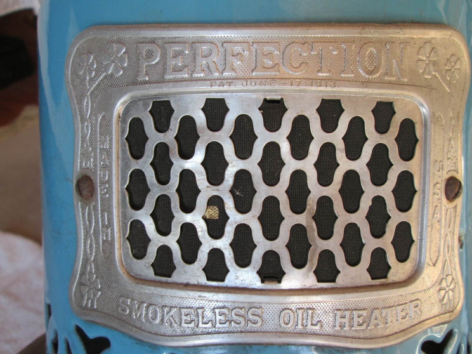 Vintage Perfection #430 Smokeless Oil Kerosene Heater Blue Porcelain Stove USA