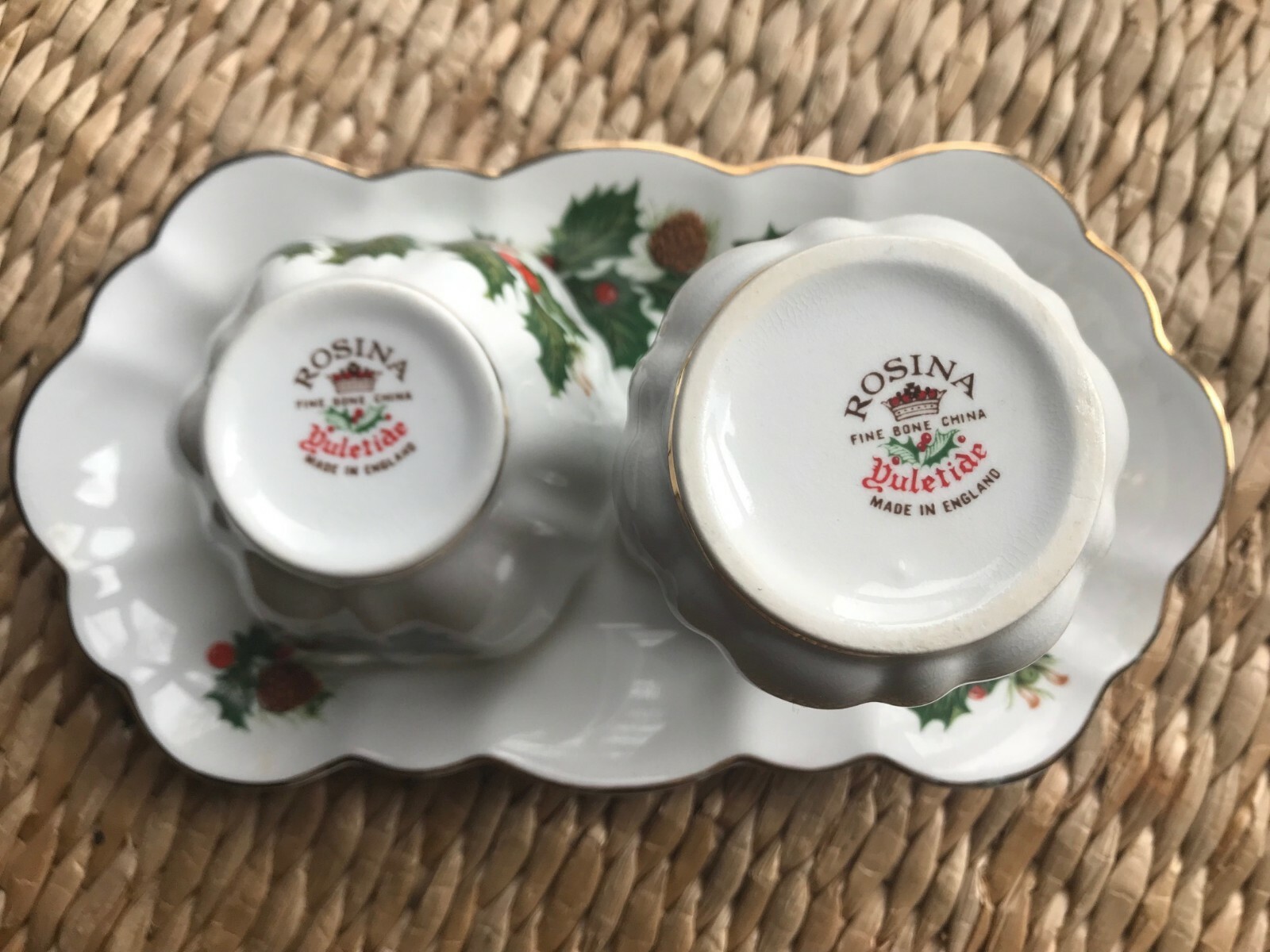 Vintage Rosina Fine Bone China Yuletide Cream and Sugar Set