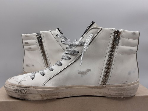 Pre-owned Golden Goose Slide Women's Leather Sneakers White/gold/silver Eu 39 Us 9 $655