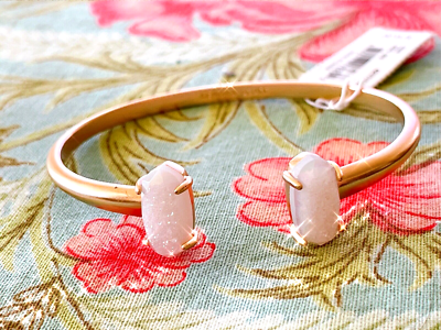 Kendra Scott Edie Cuff Bracelet White Iridescent Drusy Rose Gold