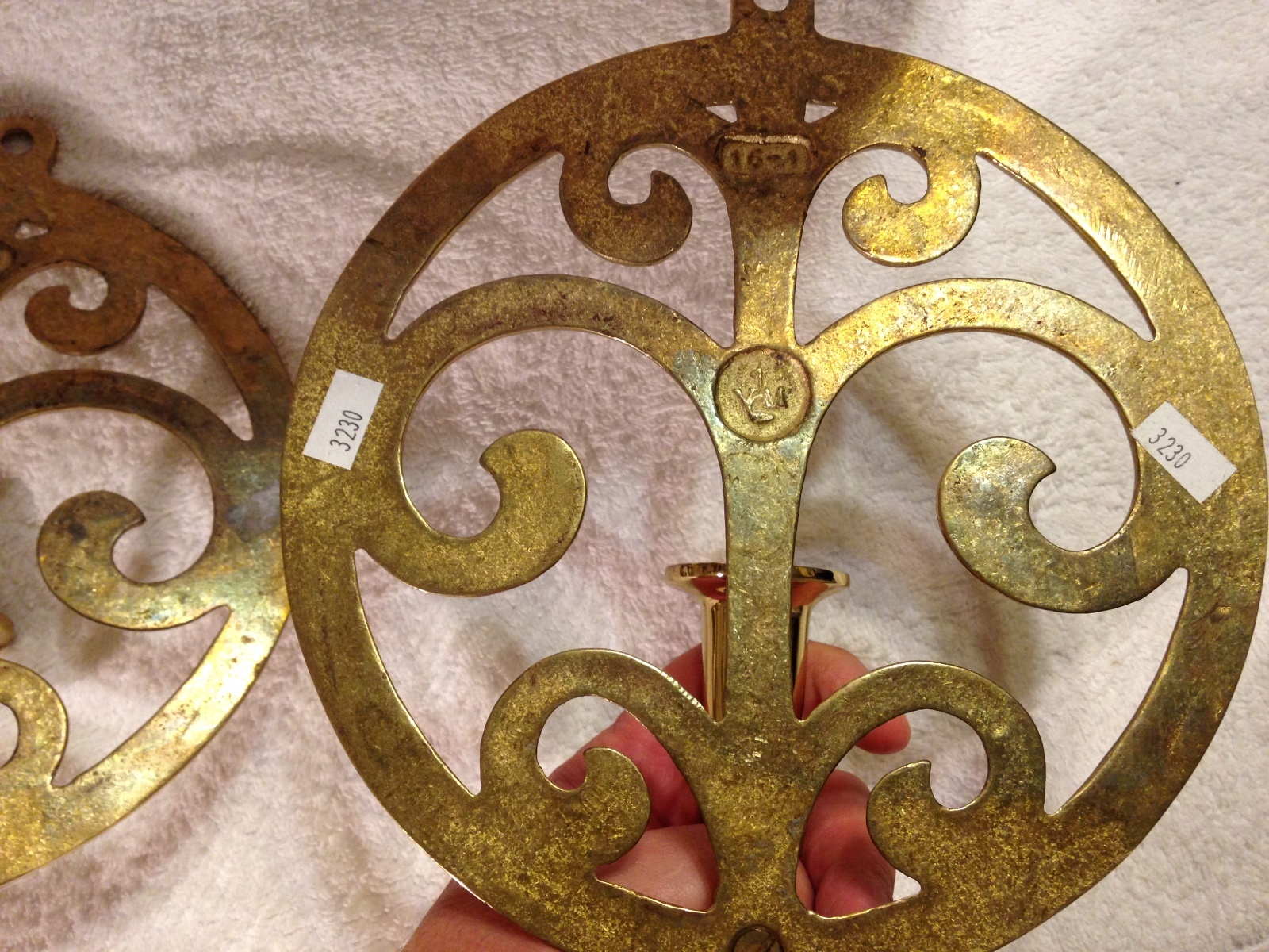 Pair Of Virginia Metalcrafters Brass Wall Sconces  #16-1