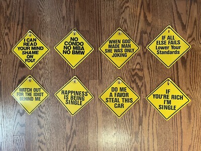 80 s Funny Saying Signs For Car Office Home Set Of 8 Humorous Wall Art Comic