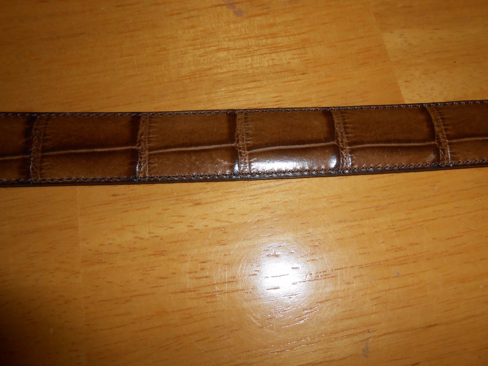 Croco Embossed Brown Full Grain Leather Women's Belt Free Shipping!