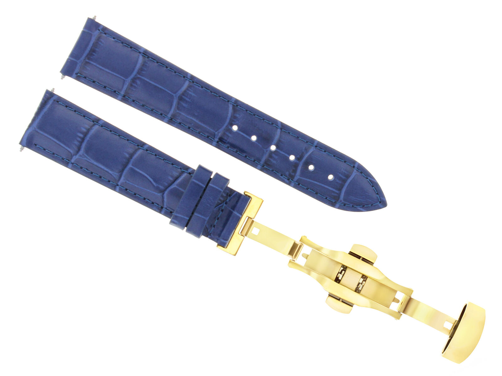 20MM LEATHER WATCH BAND STRAP DEPLOY CLASP FOR SEIKO SARG MOTZ111JO BLUE GOLD