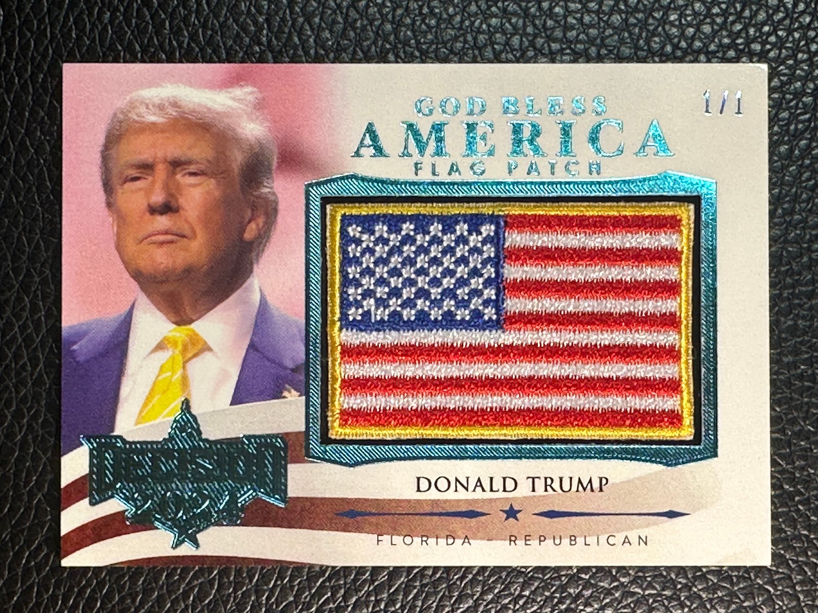 2024 Decision God Bless America Sky Blue Foil Donald Trump 1/1 Flag Patch