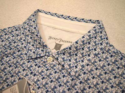 Hickey Freeman Performance Fabric Cocktail Glass Print Polo Golf Shirt NWT L $94
