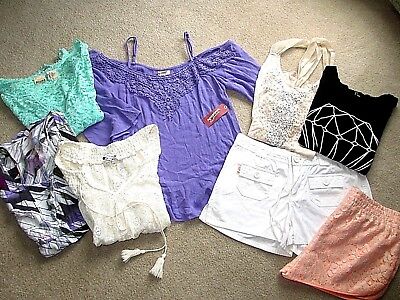 LADIES JUNIOR  SHORTS TOPS  Size S  Lot of 8  Vera Wang, Forever 21 == PRETTY!!