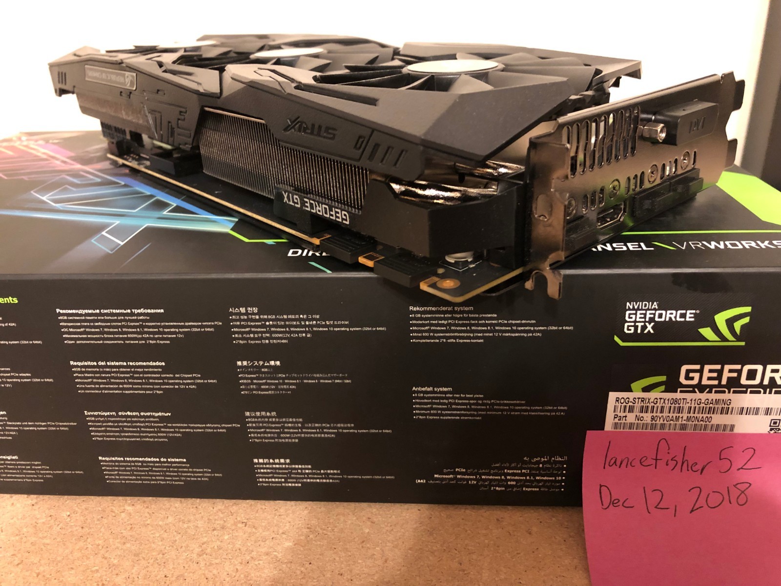 ASUS NVIDIA Rog STRIX GeForce GTX 1080 TI OC Gaming 11GB GDDR5X Graphic Card