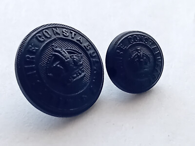 Two Wiltshire Constabulary Black Buttons, King's Crown, Rimmed, 24 mm and 16 mm
