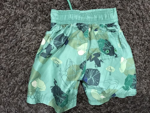 GYMBOREE Baby Boys Green Frog Theme Swim Shorts With Built In Diaper Size 6-12M