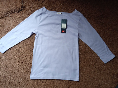 T SHIRT Cotton Traders Lavender 3 4 Sleeve Ladies Top Brand UK size8 WAS 29.99