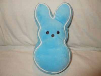 PEEPS EASTER BEANBAG PLUSH BLUE BUNNY 6  2006 WHITE PIPING OUTLINE NO TAG