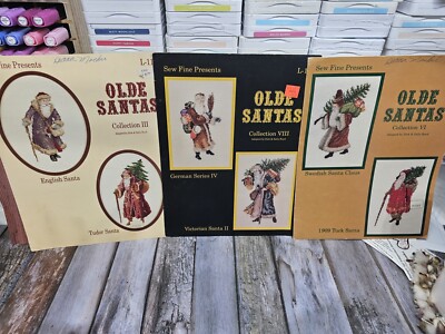 LOT OF 3 Sew Fine Counted Cross Stitch Olde Santas Collection III, VI, VIII
