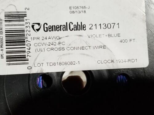 General Cable 2113071 24/1P General Purpose Cross-Connect Wire Blue/Violet/400ft