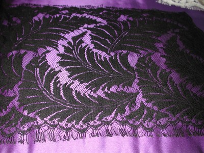 Bridal French Black Wool Faced Lace; 4 Yards and 28