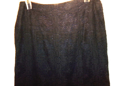 HAROLD'S, Black Lace Midi Skirt, Cotton/Nylon Lined  A-Line, Women's Size 8 VGC