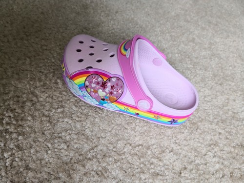 Cute Crocs kids sz 9T Rainbow Pink Lighting
