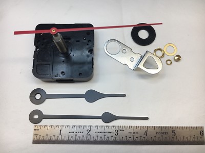 Takane Battery Clock Motor with Hands 1 1/4  shaft fits 3/4  Dial USA Made 