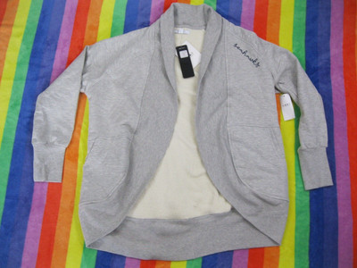 Erin Andrews Wear Seattle Seahawks Cardigan Sweater Women Gray NFL Cacoon Large