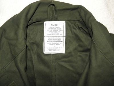 Lajas Industries Men's Coveralls Type 1 Cotton/Sateen Green Size Small BRAND NEW
