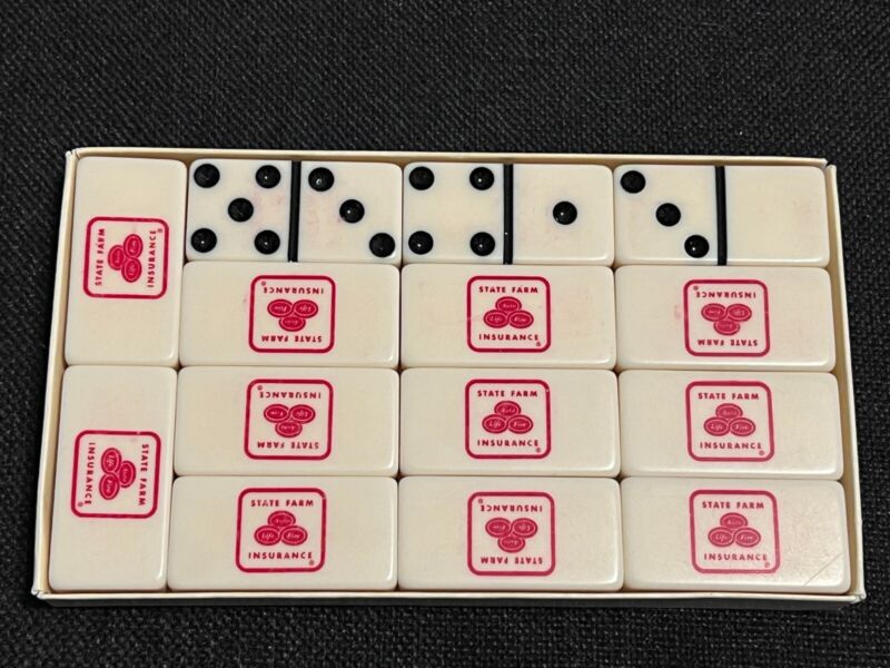 Vintage STATE FARM dominoes / domino set with box - Rare!