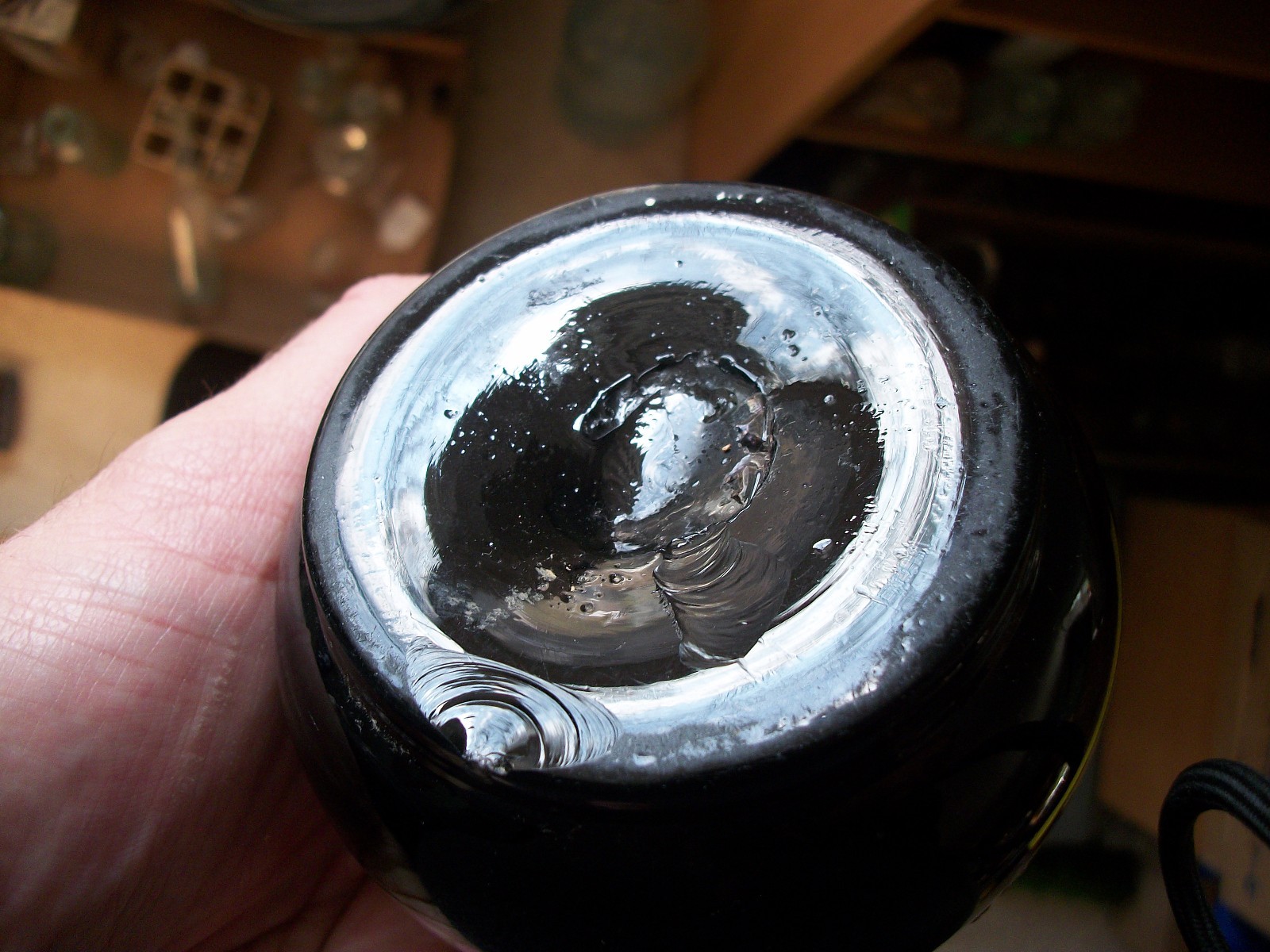 GORGEOUS DEEP VIOLET HAND PAINTED ENAMEL OPEN PONTIL BARBER BOTTLE 19TH CENTURY