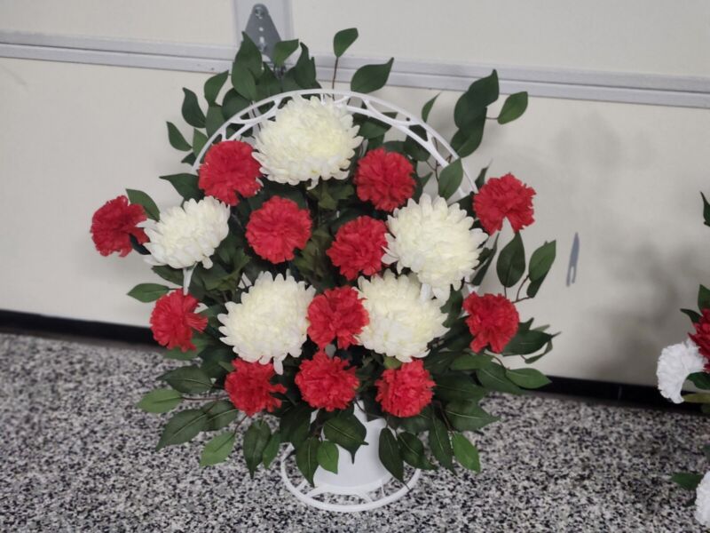 Bereavement Cemetery Flowers Funeral Sympathy Basket As Shown 