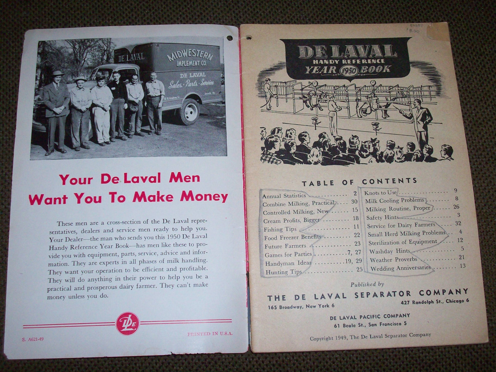 1950 De Laval Advertising Year Book Tschudy's Monroe Wisconsin Maytag
