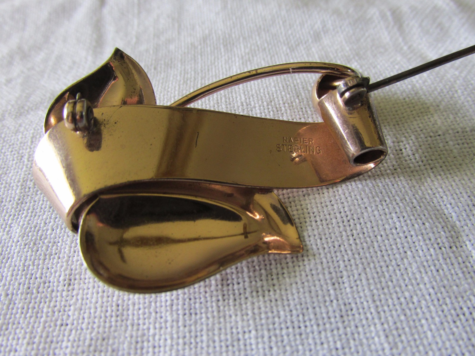 Rare STERLING NAPIER BROOCH Gold Plated (Vermeil) Marked