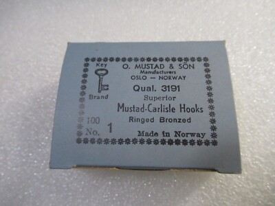 Mustad 3191 Ringed Bronze Carlisle Fish Hooks 100 Pcs Sz 1 Fly Tying Long Shank