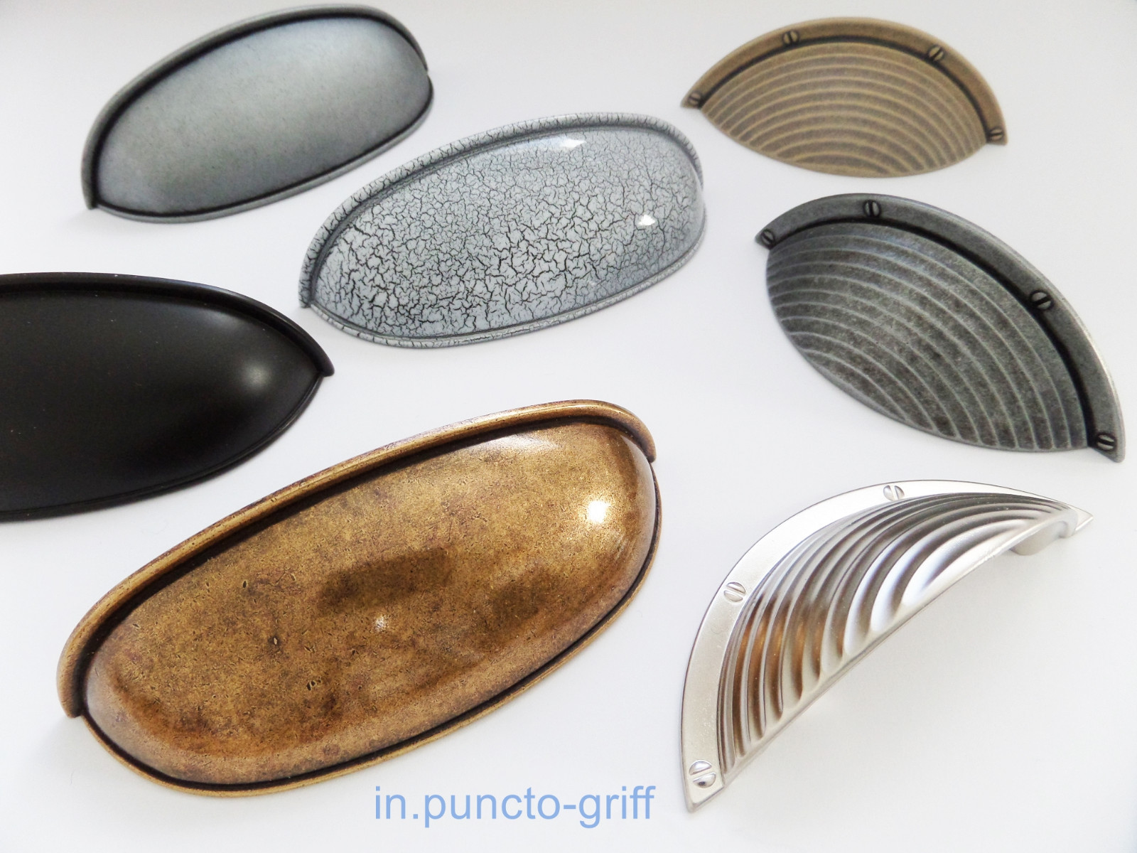 Möbelgriffe Schalengriff Muschelgriff Apotheke Schublade BM 64 80 mm Antik V360