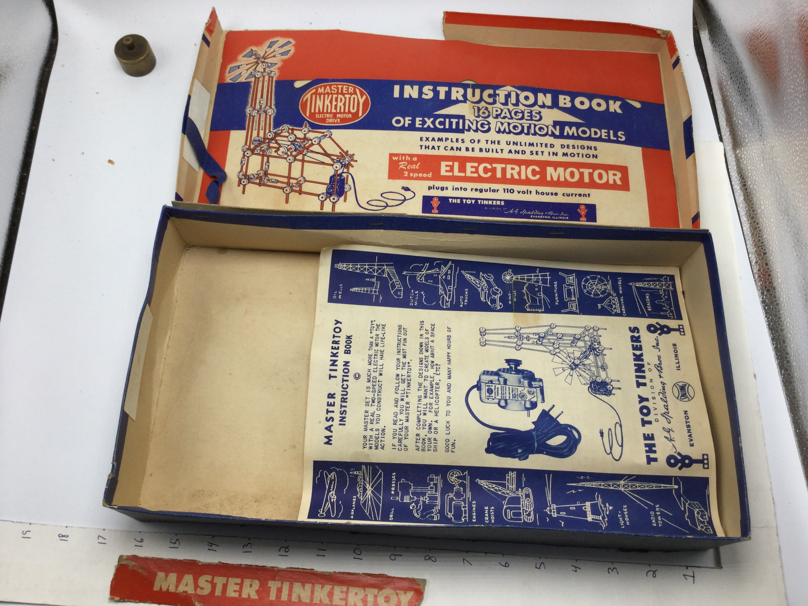 Original Vintage MASTER TINKERTOY electric motor drive BOX & INSTRUCTIONS ONLY