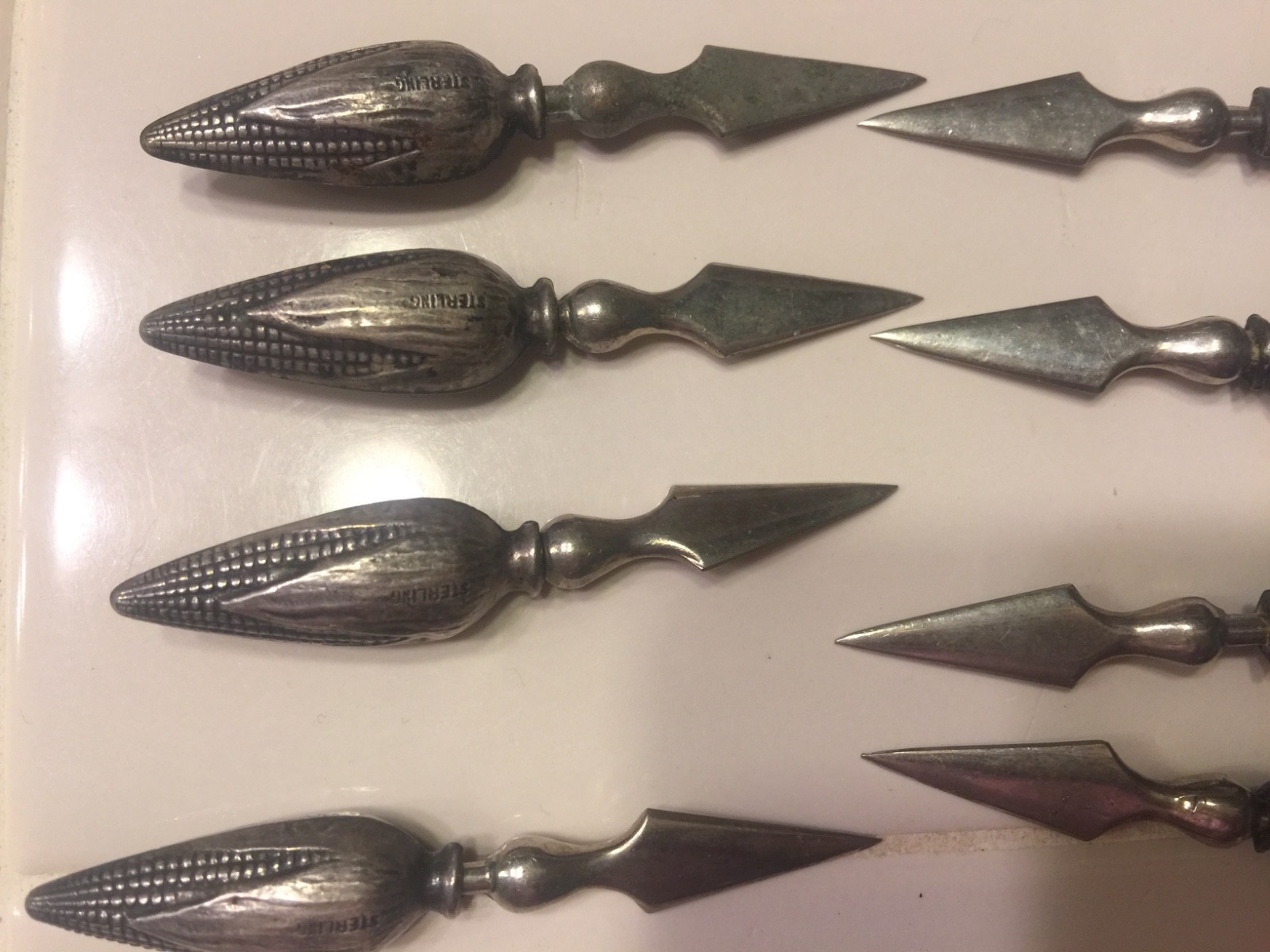 Lot 9 Vintage Sterling silver corn cob holders 3 inch