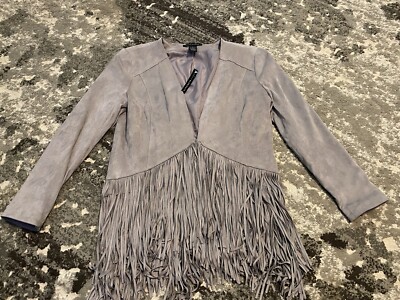 NEW GRACE ELEMENTS Leather Fringe Lightweight Jacket | Women s sz Medium