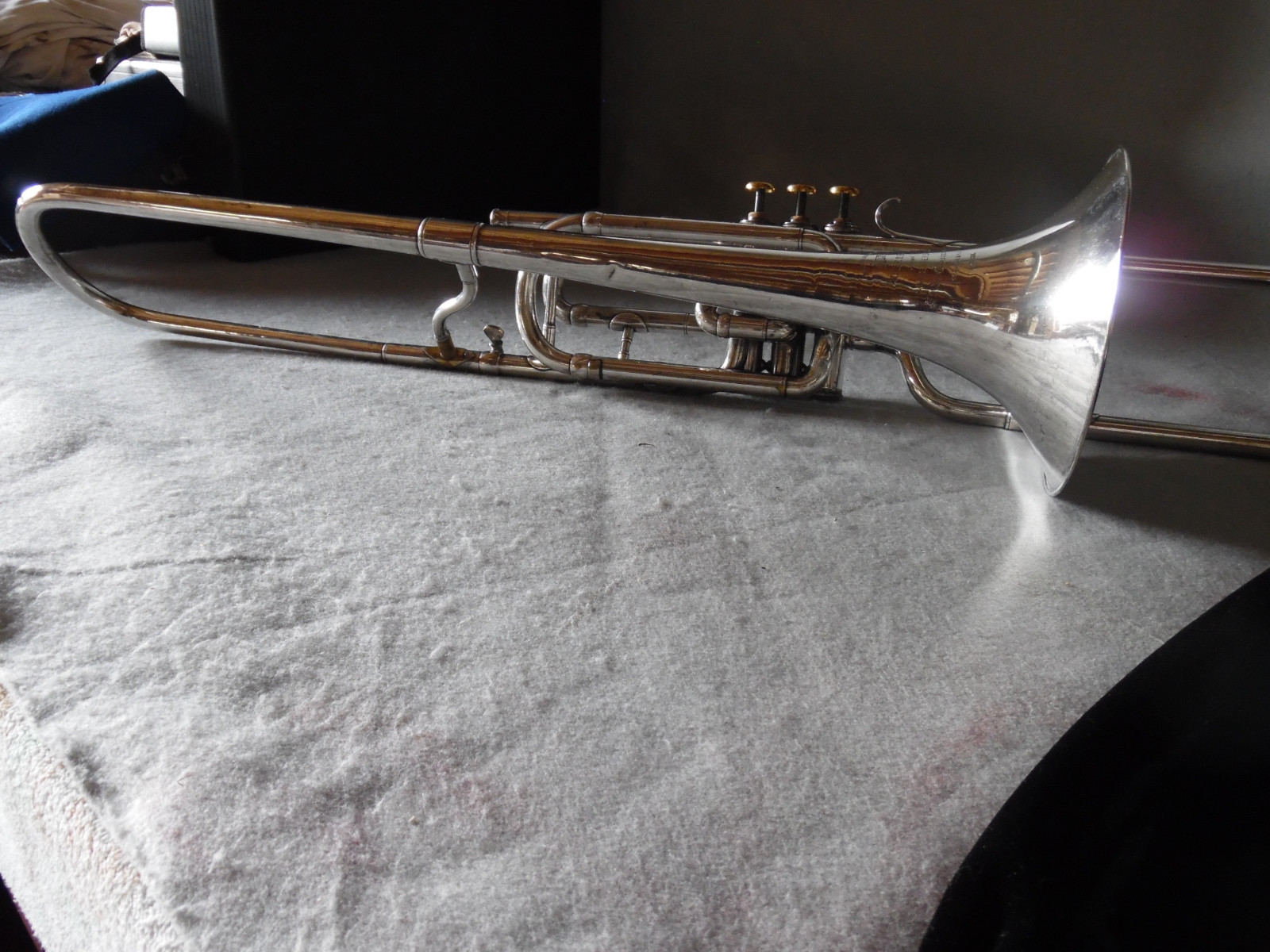 Vintage Silver Plated French Millereau Brevete Valve Trombone 1878 Paris SN 170
