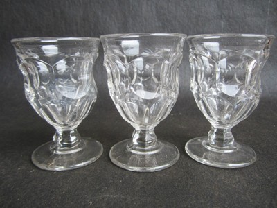 Antique EAPG Civil War Era New England Ashburton Pressed Glass Whiskey Tumblers