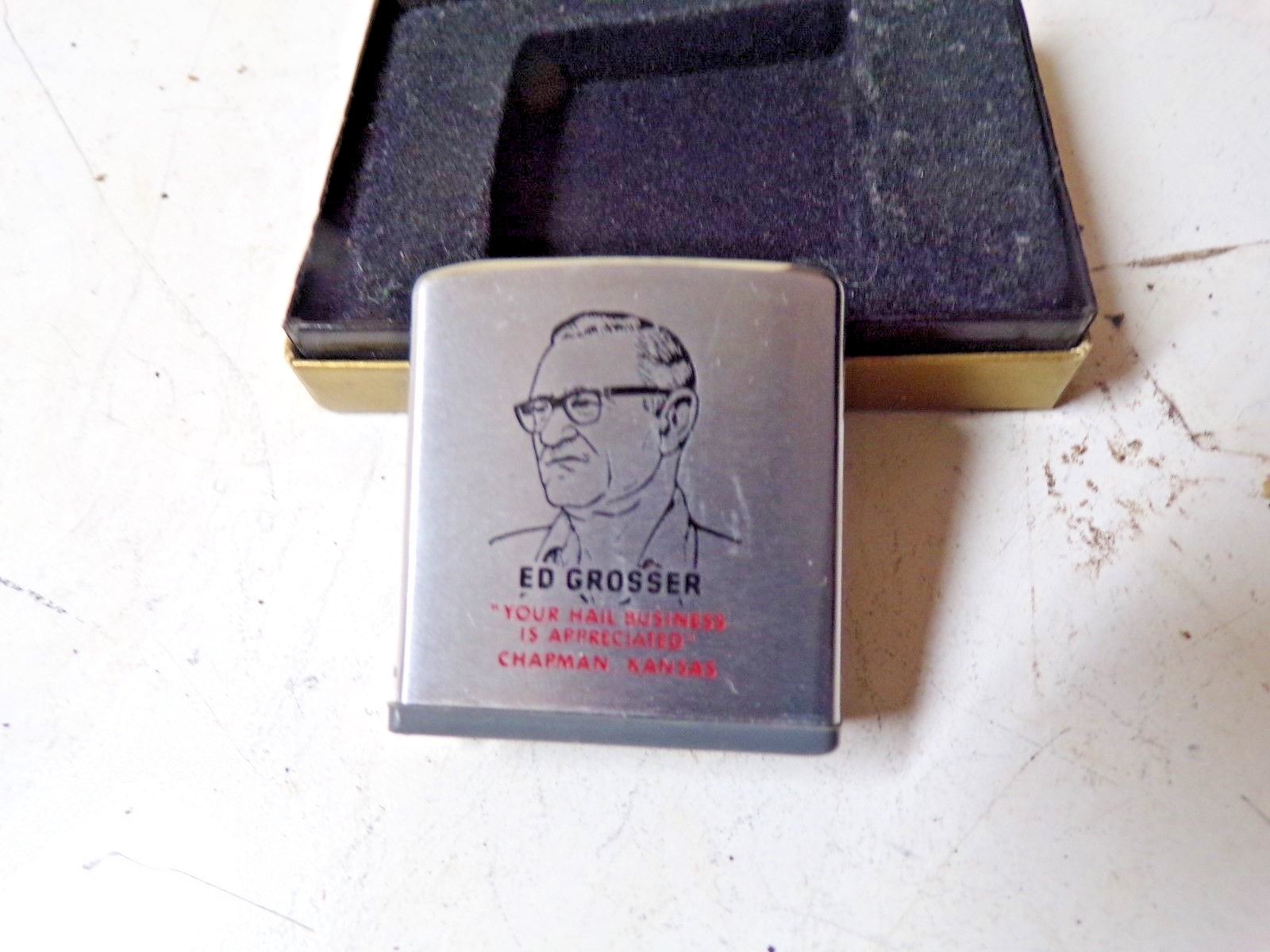 Old Zippo 6' Tape Measurer in Box Ed Grosser Image Chapman Kansas