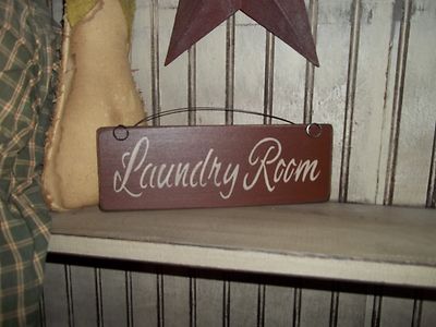 LAUNDRY ROOM Wood Sign Prim Rustic Country Home Wall Hanging Prim Decor Sign