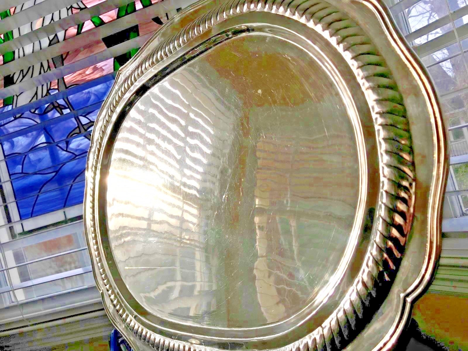 Silver Butler's Serving Platter or Tray 23