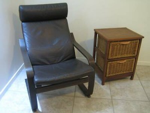 IKEA LEATHER POANG CHAIR WITH BONUS SIDE TABLE $150 | Armchairs