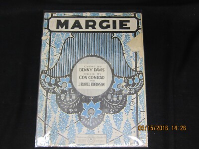 Margie - Benny Davis, Con Conrad, J Russel Robinson -  Sheet Music  1920