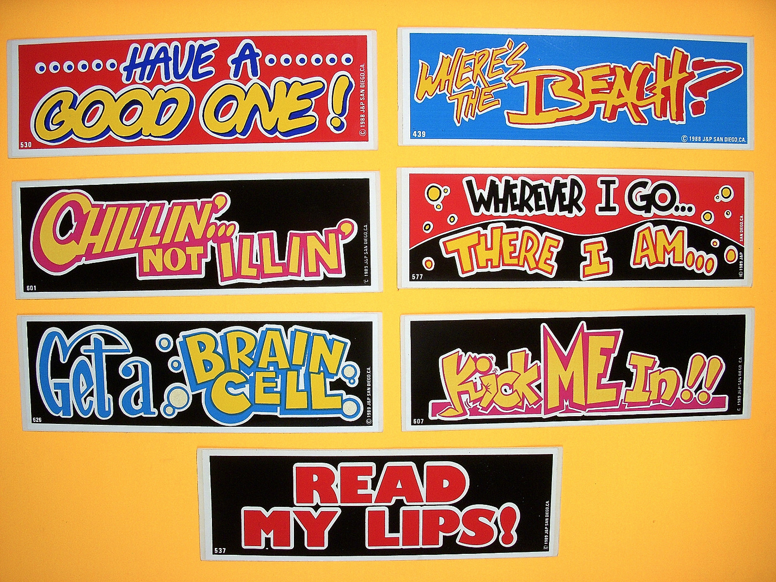 ⭐️ Vintage Lot of 7 Bumper STICKERS Beach CHILL 1980's J&P