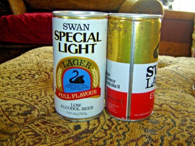 Vintage Lot of 2 Different Swan Lager Boat & Special Light  Steel Beer Cans